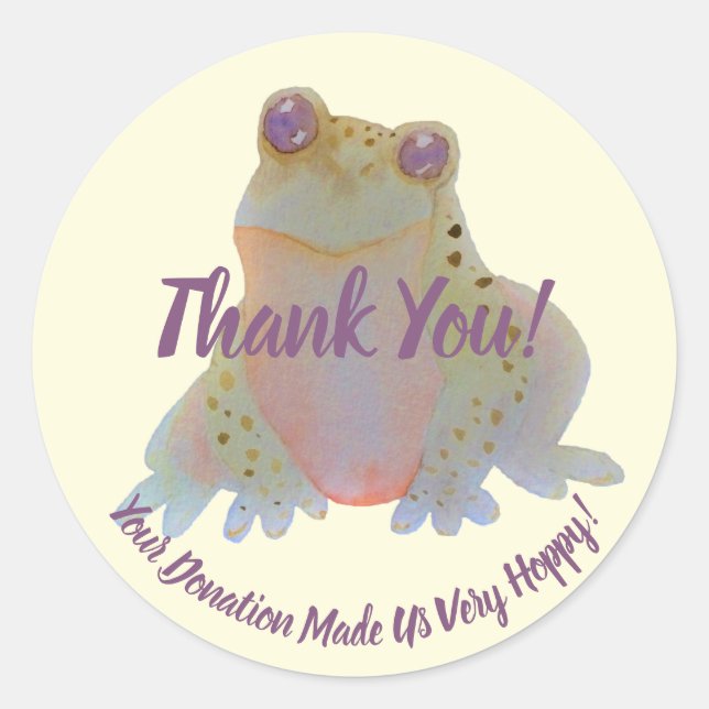 Sticker Rond Merci d'aquarelle de grenouille-Hoppy (Devant)