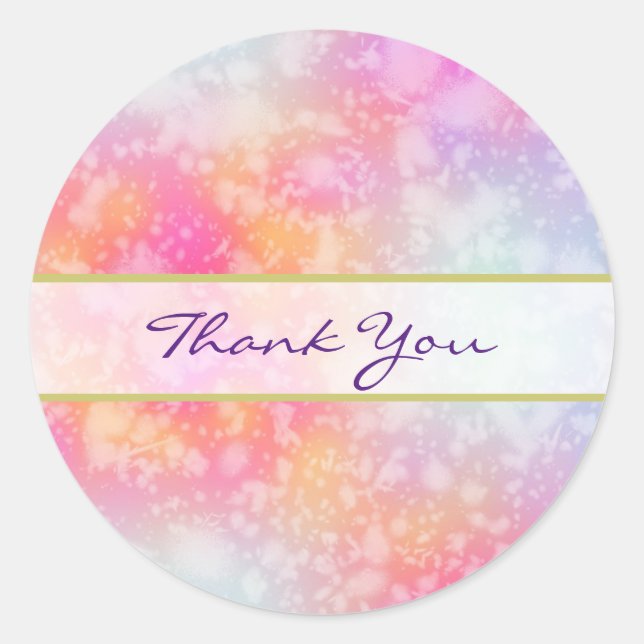 Sticker Rond Merci d'aquarelle rose et orange Abstrait (Devant)