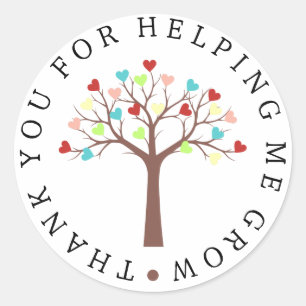 Sticker Rond Merci D'Arbre Des Coeurs Pour M'Aider À Croître