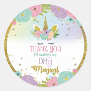 Sticker Rond Merci d'autocollant de licorne rendant mon jour