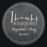 Sticker Rond Merci D'Avoir Célébré Avec Nous ! Merci mariage<br><div class="desc">Merci D'Avoir Célébré Avec Nous ! Stickers Merci mariage</div>