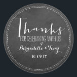 Sticker Rond Merci D'Avoir Célébré Avec Nous ! Merci mariage<br><div class="desc">Merci D'Avoir Célébré Avec Nous ! Stickers Merci mariage</div>