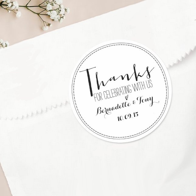 Sticker Rond Merci D'Avoir Célébré Avec Nous ! Merci mariage (Créateur téléchargé)