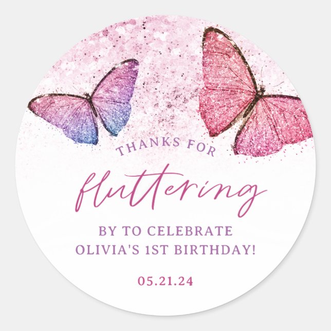 Sticker Rond Merci D'Avoir Flutté Par Merci Papillon Favor (Devant)