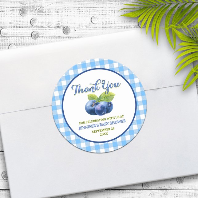 Sticker Rond Merci de Baby shower à thème Blueberry (Créateur téléchargé)