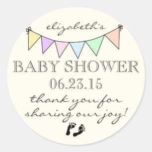 Sticker Rond Merci de Baby shower-Bunting Pastel