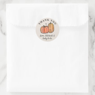 Sticker Rond Merci de Baby shower d'automne Citrouille orange