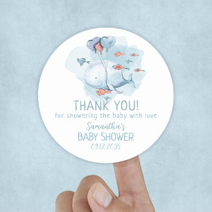 Sticker Rond Merci de Baby shower de baleines sur mesure