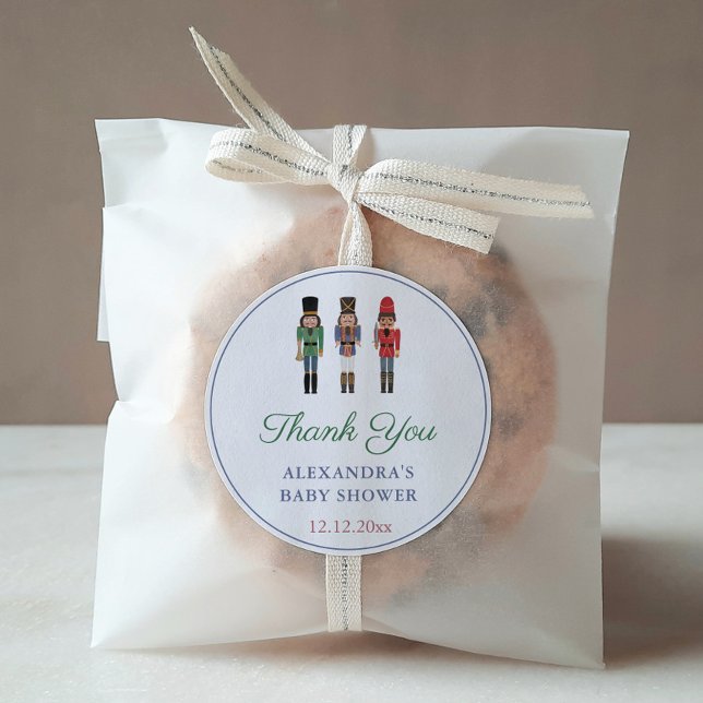 Sticker Rond Merci de Baby shower de cétacs afro-américain (African American Nutcracker Soldiers Shower Favor Thank You Sticker)