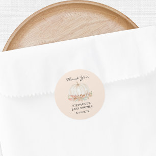 Sticker Rond Merci de Baby shower de crème Citrouille automne