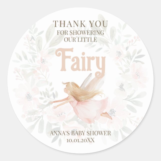 Sticker Rond Merci de Baby shower de farine de Blonde (Devant)