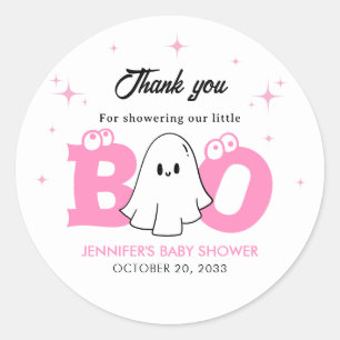 Sticker Rond Merci de Baby shower de la petite fille d'Hallowee