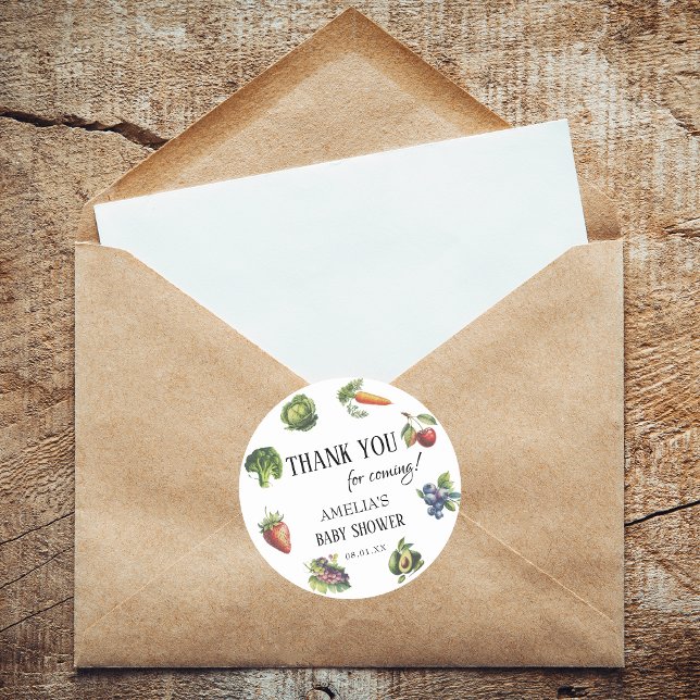 Sticker Rond Merci de Baby shower de la récolte blanche de char (Créateur téléchargé)