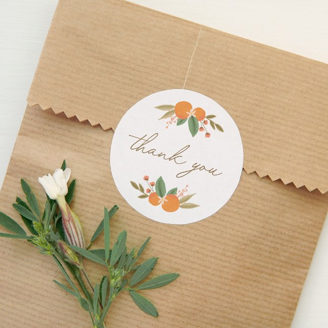 Sticker Rond Merci de Baby shower de Little Cutie Citrus (Créateur téléchargé)