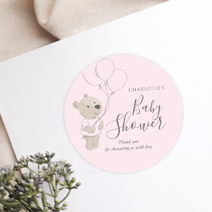 Sticker Rond Merci de Baby shower de l'ours en peluche