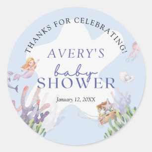 Sticker Rond Merci de Baby shower de sirène