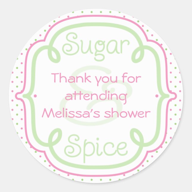 Sticker Rond Merci de baby shower de sucre fait sur commande et (Devant)
