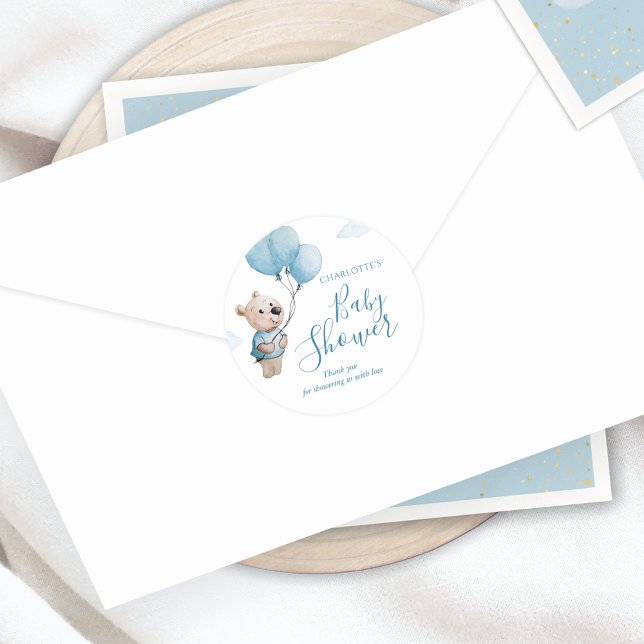 Sticker Rond Merci de Baby shower d'ours en peluche (Créateur téléchargé)