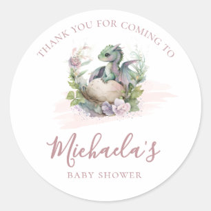 Sticker Rond Merci de Baby shower Little Dragon