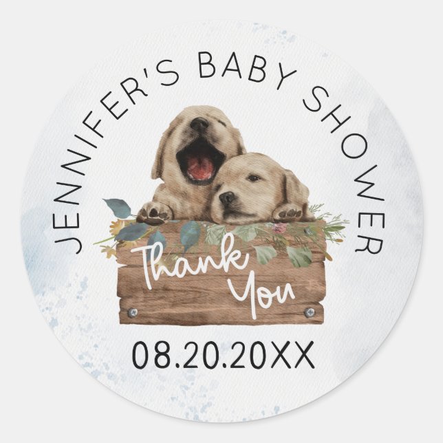 Sticker Rond Merci de Baby shower rustique Twins (Devant)