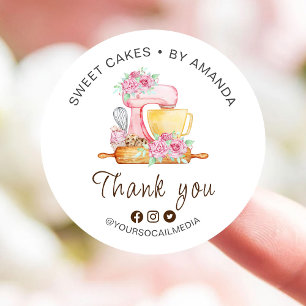 Sticker Rond Merci de boulangerie de gâteaux sucrés