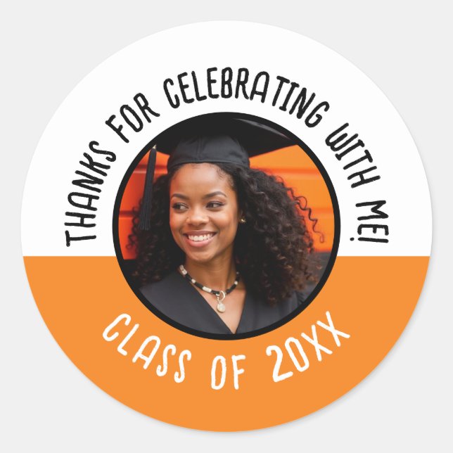 Sticker Rond Merci de célébrer avec moi Grad Photo Class (Devant)