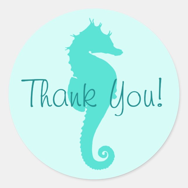 Sticker Rond Merci de cheval de mer Turquoise (Devant)