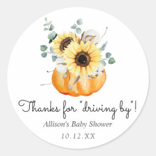 Sticker Rond Merci de conduire par le Citrouille Favor Tag