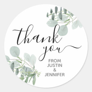 Sticker Rond Merci de couleur Mariage vert Sage