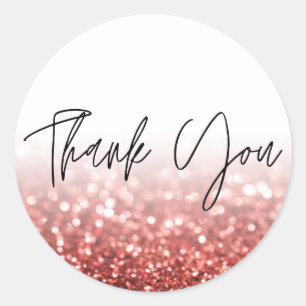 Sticker Rond Merci de couleurs Parties scintillant rouge