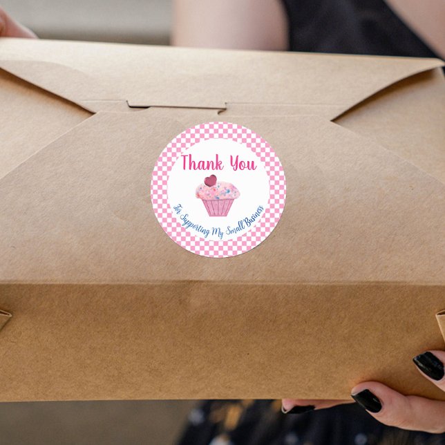 Sticker rond Merci de Cupcake rose (Créateur téléchargé)