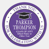 Sticker Rond Merci de diplôme élégant moderne violet & blanc (Devant)
