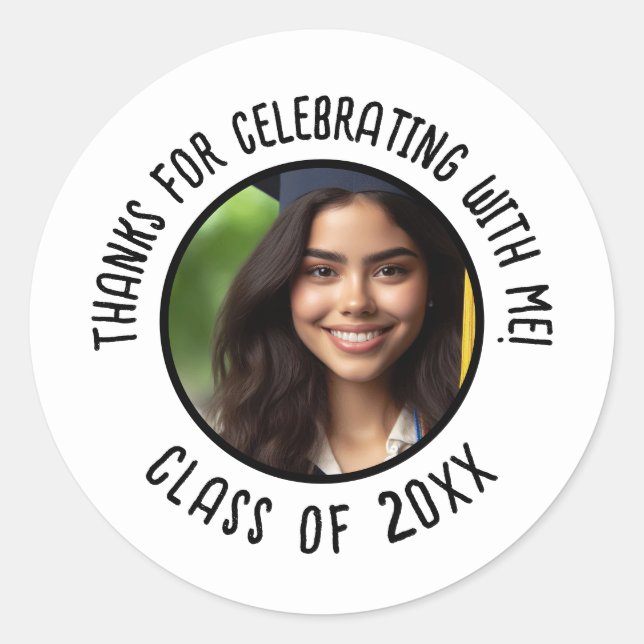 Sticker Rond Merci de diplôme personnalisé (Devant)