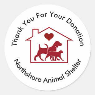 Sticker Rond Merci de don de refuge pour animaux de coeur