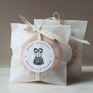 Sticker Rond Merci de douche Lingerie Noire moderne