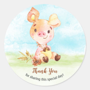 Sticker Rond Merci de ferme de Baby shower d'aquarelle