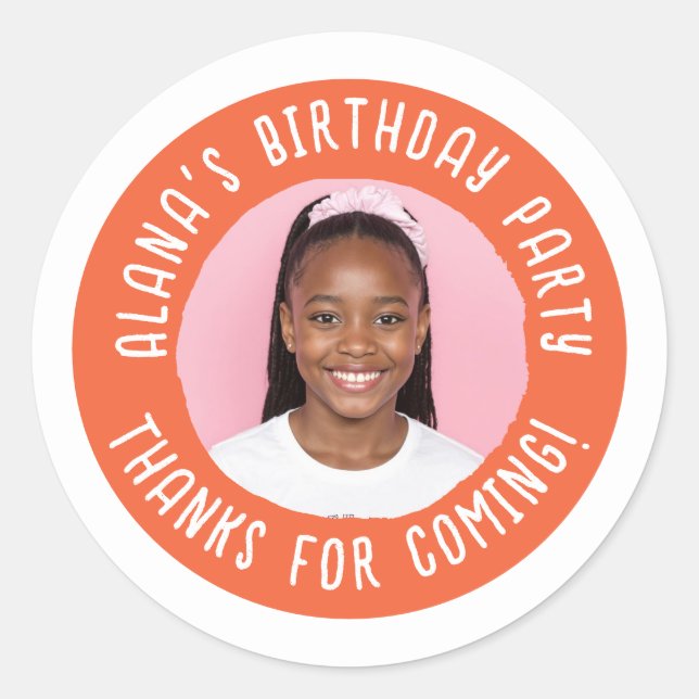 Sticker Rond Merci de fête d'anniversaire personnalisé (Devant)