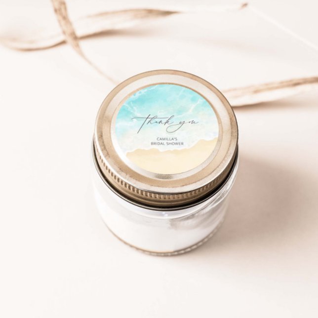 Sticker Rond Merci de Fête des mariées de plage (Créateur téléchargé)