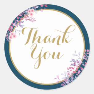 Sticker Rond Merci de Fête des mariées de prairie rose