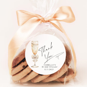 Sticker Rond Merci de Fête des mariées Pearl et Prosecco