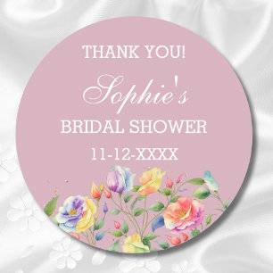 Sticker Rond Merci de Fête des mariées Rose Lilac moderne