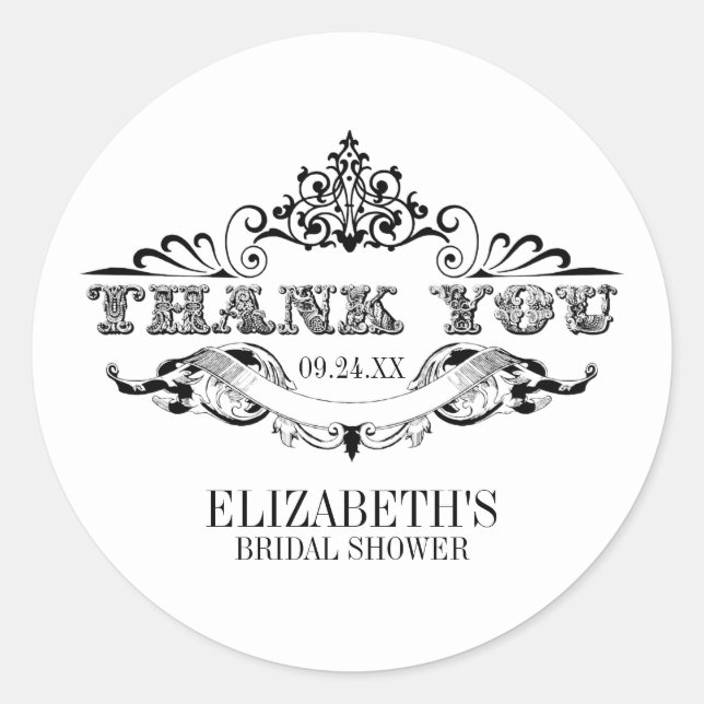 Sticker Rond Merci de Fête des mariées vintage (Devant)