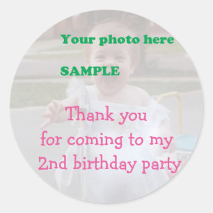 Sticker Rond Merci de fête du 2ème anniversaire de l'enfant