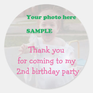 Sticker Rond Merci de fête du 2ème anniversaire de l'enfant