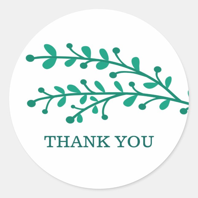 Sticker Rond Merci de feuillage vert simple (Devant)