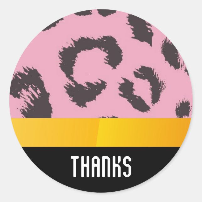 Sticker Rond Merci de fourrure léopard (Devant)