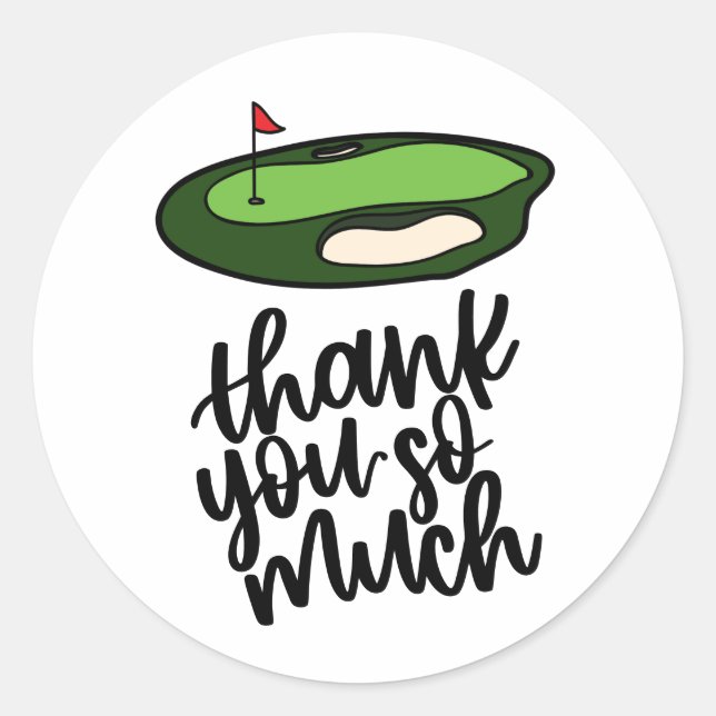 Sticker Rond Merci de golf pour beaucoup pour la partie de golf (Devant)