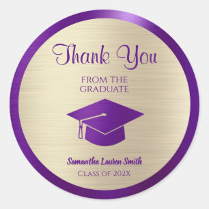 Sticker Rond Merci de graduation Gold Purple Classe de 2022