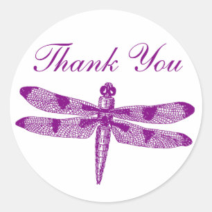 Sticker Rond Merci de graphique de libellule