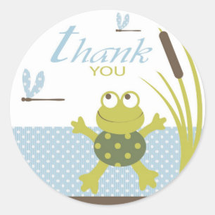 Sticker Rond Merci de grenouille et libellule